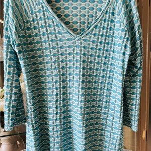 Tianello Aqua and White Textured Tunic Top